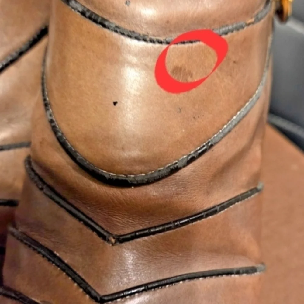 LOUIS VUITTON Boots Heel Leather Greige EU 35 / US Size 5